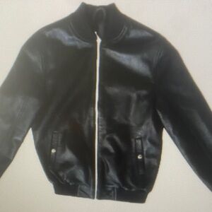 Black Leather Jacket with Zipper